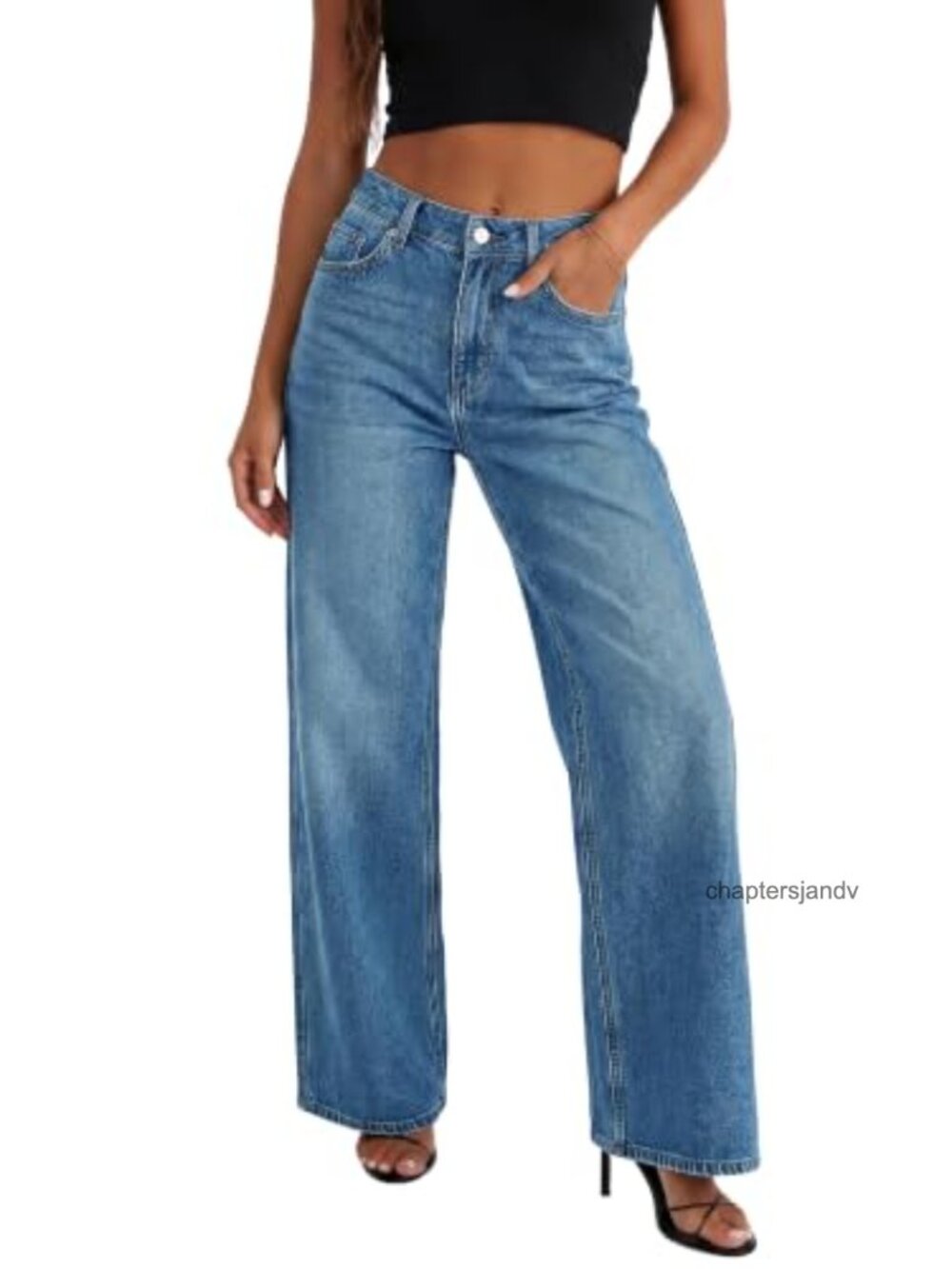 High Waisted Wide Leg Jeans Loose Stretchy Denim Pants Trousers